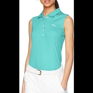 Puma half button up sleeveless tank with colar